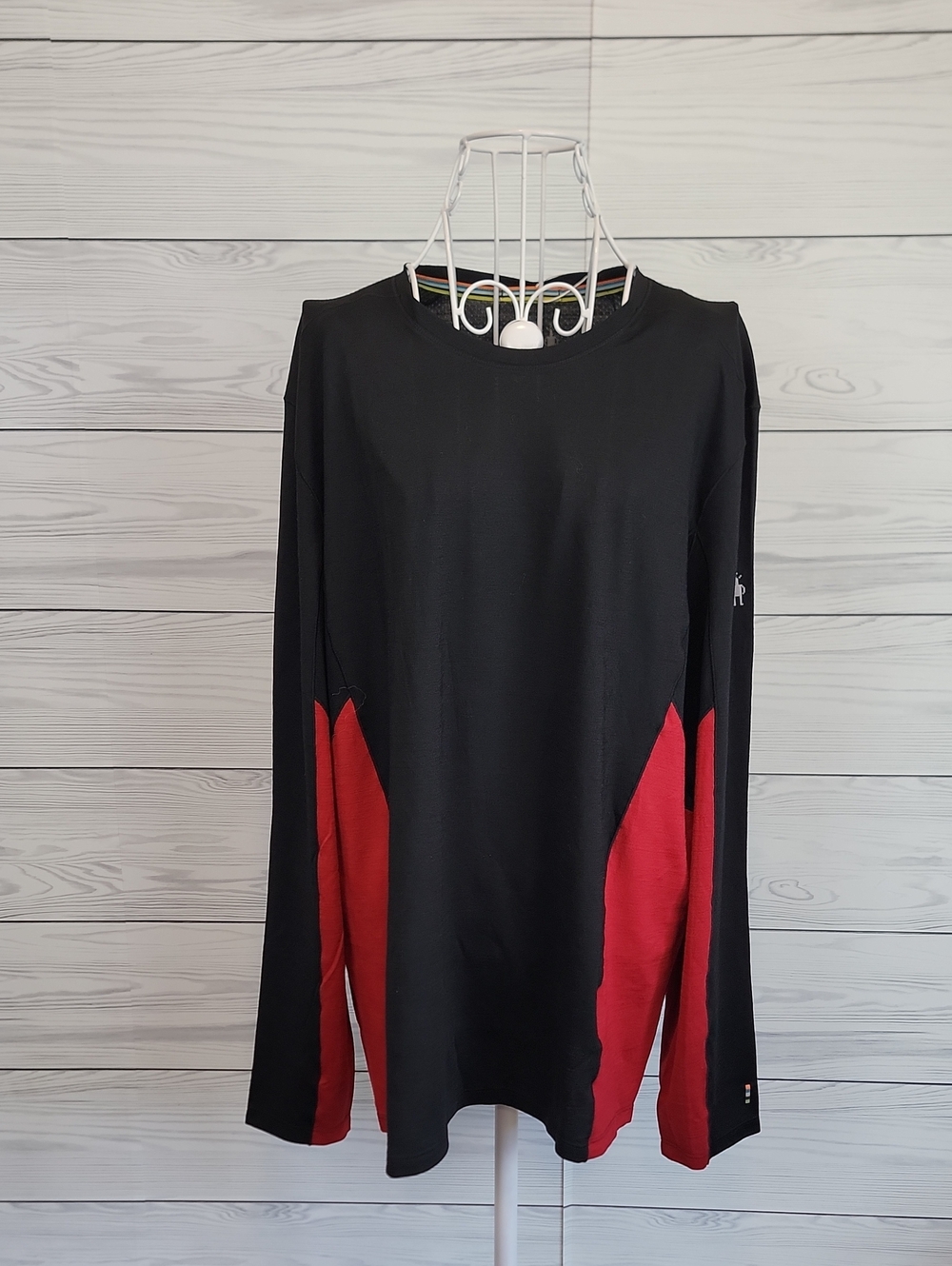 Smartwool Merino Sport 150 Black & Red Long-Sleeve Athletic Shirt Mens Size L